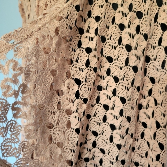 Active Crochet Waterfall Open-Front Cardigan Tan Small - Picture 3 of 6